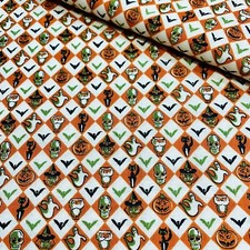 Halloween Fabric Checked Hallowe en Night by RJR 1 YARD 100 Cotton