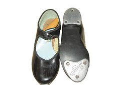 Vintage 1980s Youth Dancette Tap Shoes Black Youth Size 8.5 Length 6" Tempo Leos