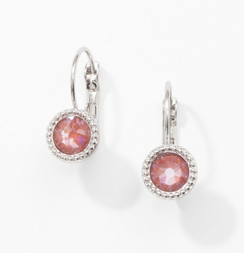 💎Touchstone Crystal 3/4” Drop Earrings Maroon Rhodium New Condition