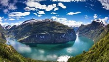 Landscape nature fjord norway mountains lake geiranger Custom Gaming Mat Desk