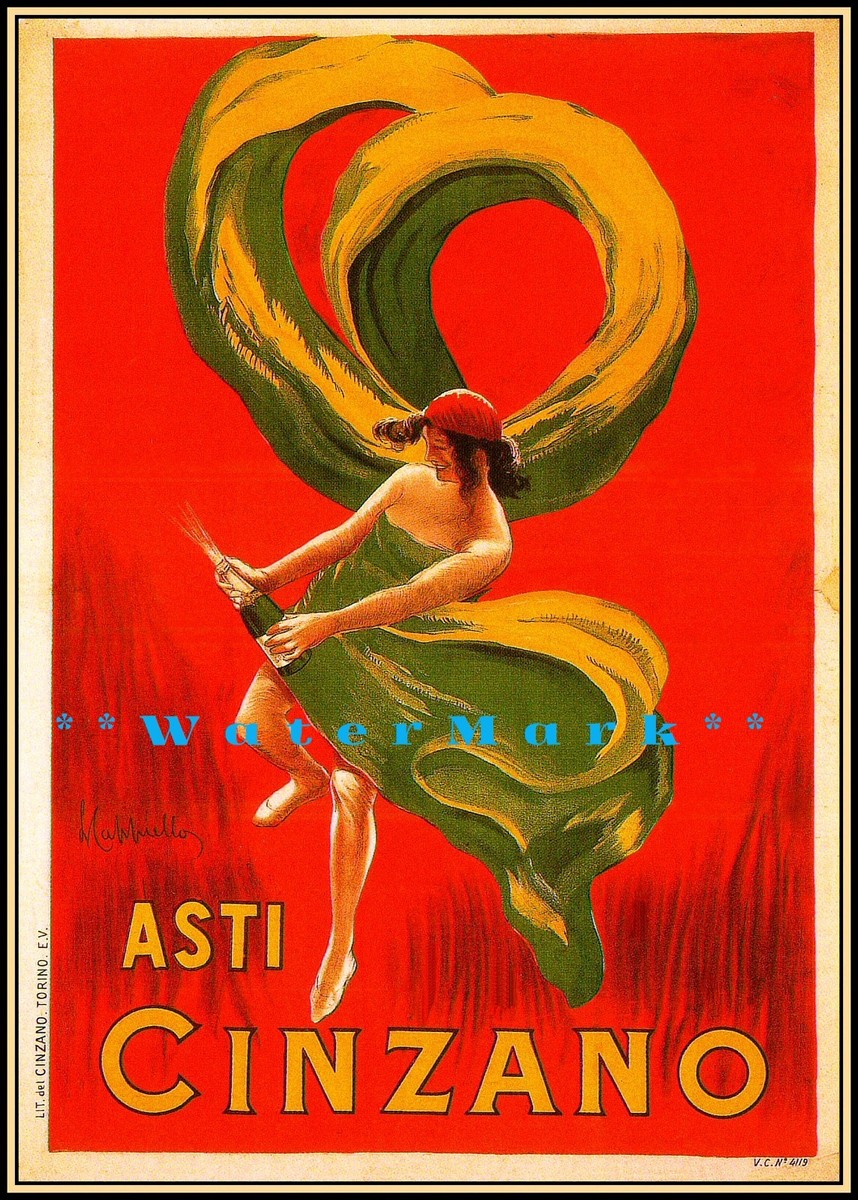 Asti Cinzano 1900 Italian Liquor Vintage Poster Print Advertising