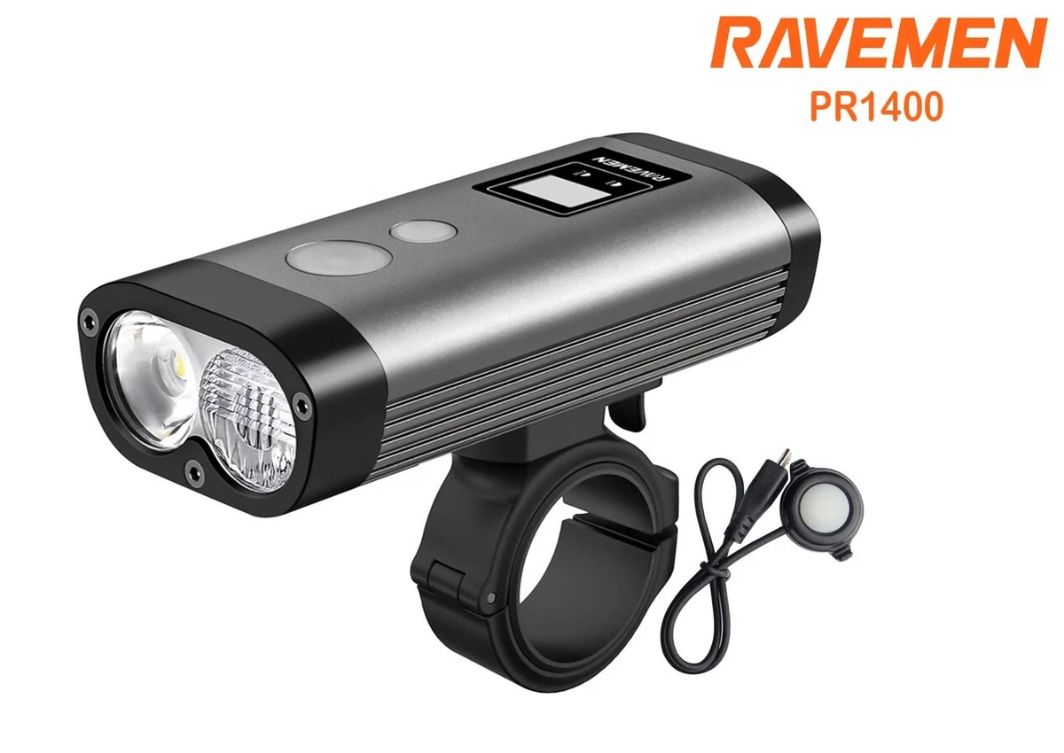 RAVEMEN Bike Front Light Bicycle Head Lamp Flashing Rechargeable 5200mAh PR1400