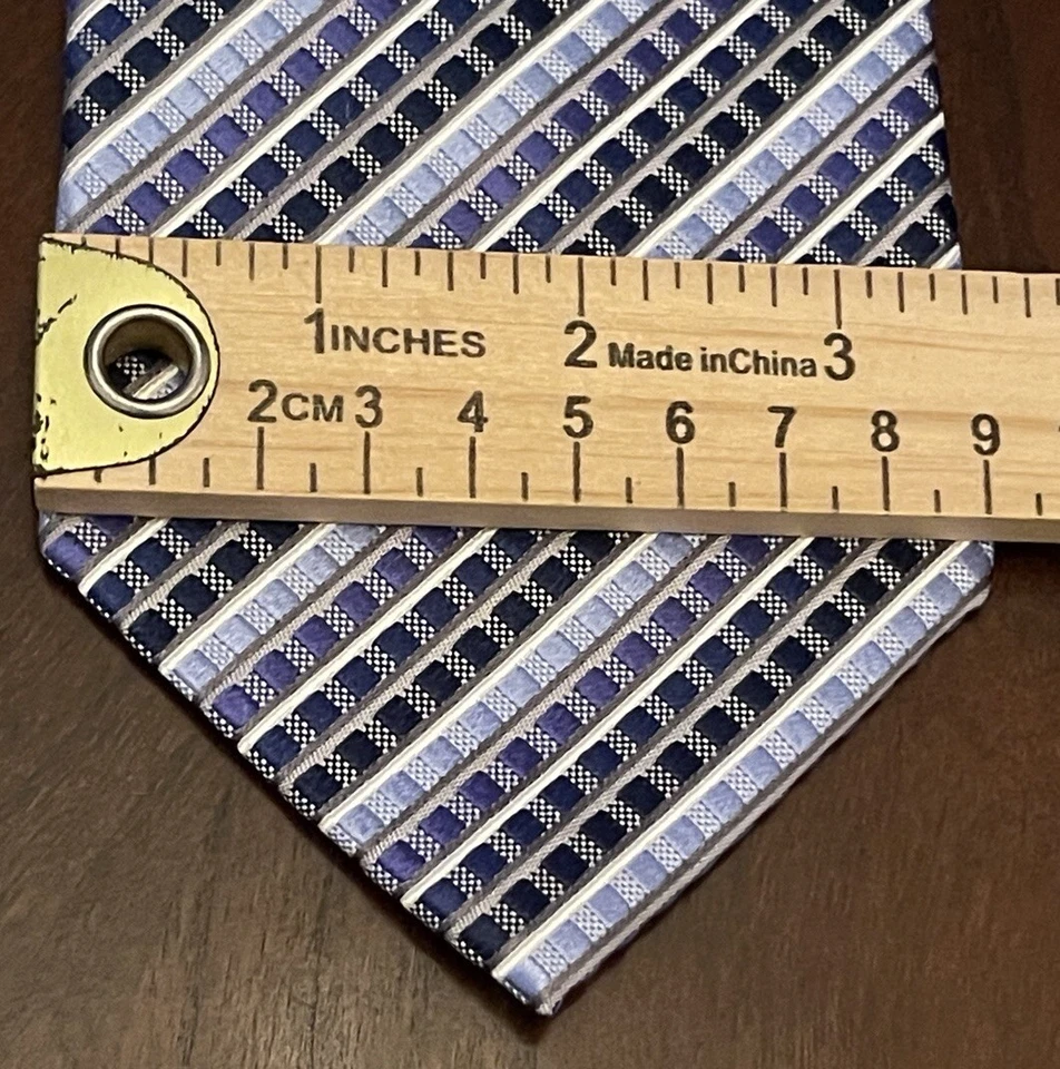 Gravata de pescoço masculina Geoffrey Beene azul 60% seda 40% poliéster feita na China longa - Imagem 4 de 4