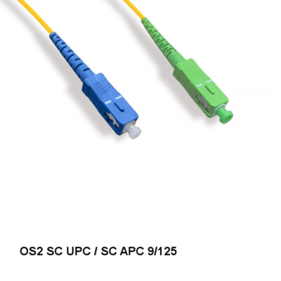 Kentek 16ft/5m SC UPC/ SC APC OS2 9 /125 Simplex Single-Mode Fiber Optic Cable