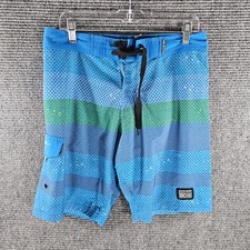 Maui  Sons 4 Way Stretch Multicolor Aqua Blue Board Shorts Size 32 Mens