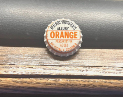UNUSED MCALPINE INDUSTRIES ORANGE SODA POP CORK BOTTLE CAP ALBURY AUSTRAILIA