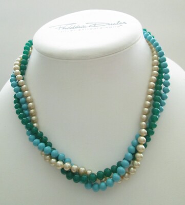 Ciner Signed Three Strand Beaded Necklace