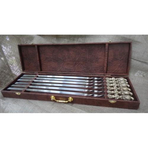 luxury Barbeque Skewer 6Pcs Stainless Steel Metal Needle BBQ Kebab Stick Kabob - Picture 2 of 4