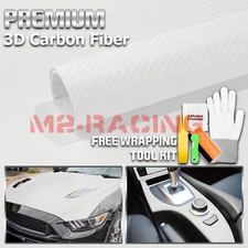 3D Carbon Fiber White Matte Textured Car Vinyl Wrap Sticker Decal Film Sheet DIY