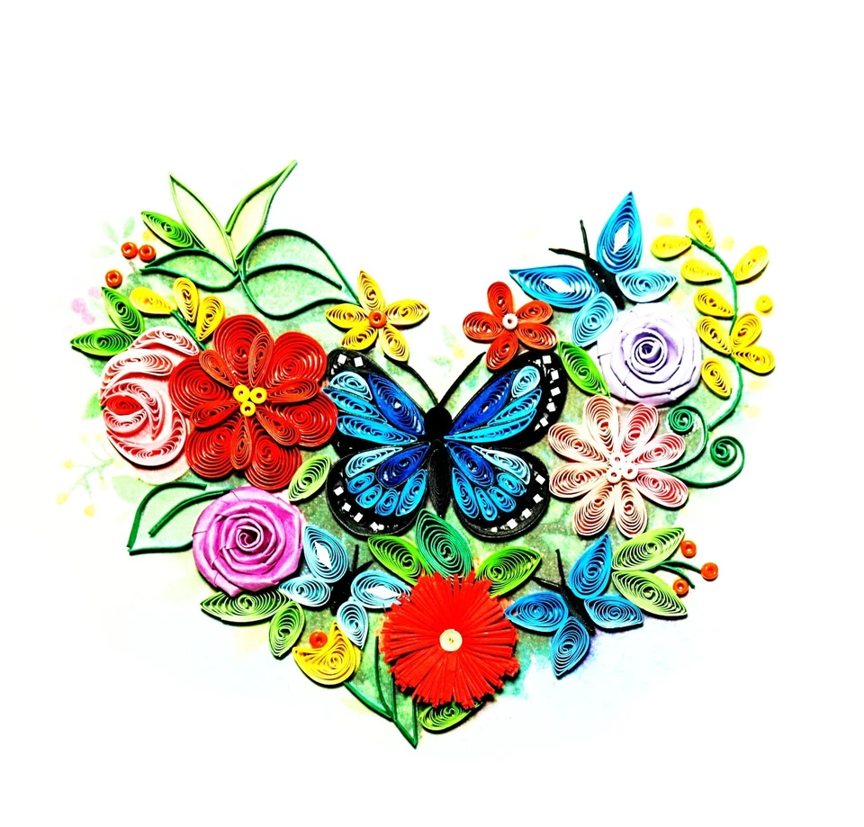 3D квиллинг поздравительная открытка сердце день рождения мама юбилей любовь Валентина - Изображение 3 из 4