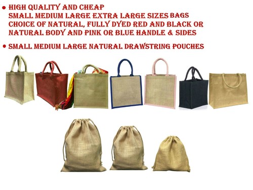 Jute Hessian Bag Small Medium Large cheap wholesale Lunch Bag Shopping Bag Pouch - Afbeelding 1 van 51