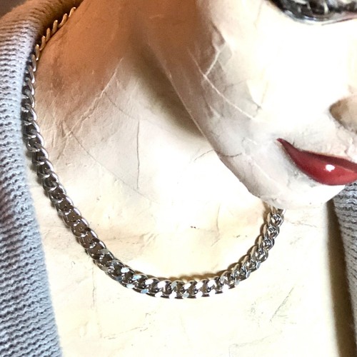 NWOT Brilliant Polished SSteel Edge Cut Cuban Curb Chain Unisex Collar Necklace - Picture 2 of 14