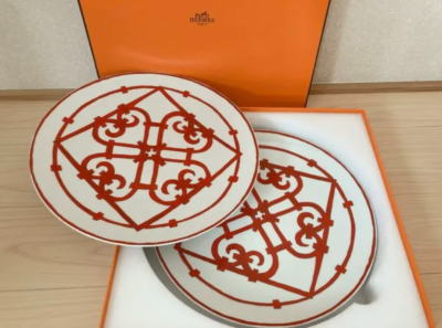 HERMES GUADALQUIVIR BALCON DU dinner plate pair Red Tableware 2