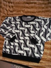 Area By Tag Made In USA Vintage 80s 90s Black & White Sweater Large