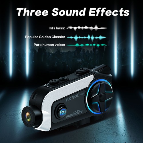 FX30C Pro Casco de Motocicleta Intercomunicador Bluetooth Auriculares 1080P Cámara + Tarjeta de 64 GB - Imagen 5 de 24