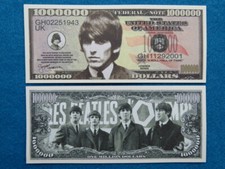 GEORGE HARRISON of The BEATLES Rock Band ~^~ $1,000,000 One Million Dollar Bill