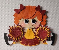 Cheerleader Sitting Red Hair Red/Gold. Scrapbook, Card Making Paper Piecing
