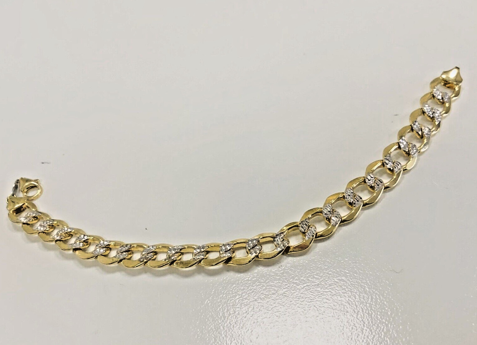 Solid 925 Sterling Silver Gold Plated Flat Cuban … - image 2