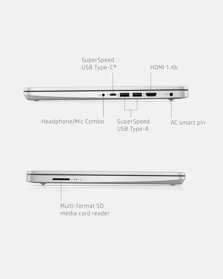 HP Slim Laptop 14" 4-Core Intel Core Upto 32GB RAM& 1TB SSD, Win 11 PRO+OFFICE - Image 4 of 4