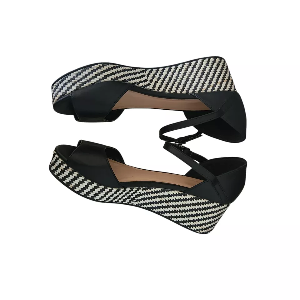 Sandalias Avon para mujer con patrón de cuña peep-toe hebilla correa talla 6 Foto 4 de 4