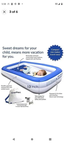 Enerplex Kids Air  Bed W/ Pump 66x44x13
