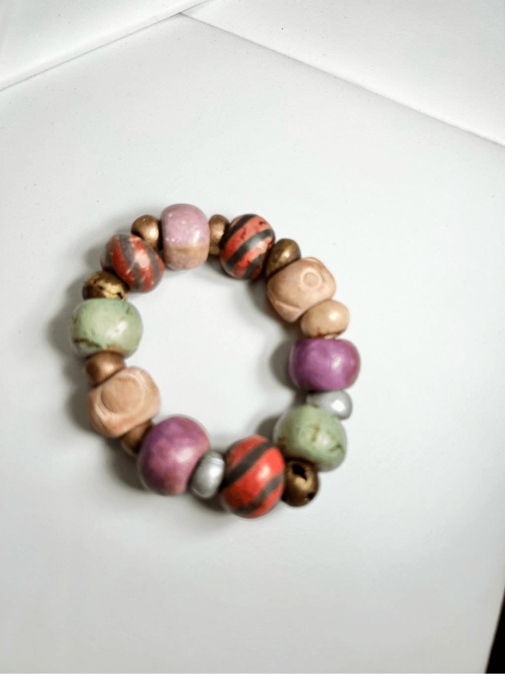 Chunky multi color large beaded statement bracelet - image 2