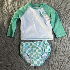 Disney Baby Mickey Mouse Swimsuit Size 6/9 Months Rashguard And Swim Bottoms