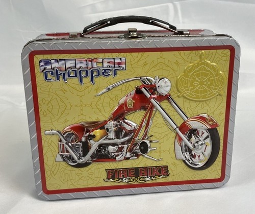 American Chopper Metal Lunchbox Handled Hinged Lid Snackbox Pre Owned