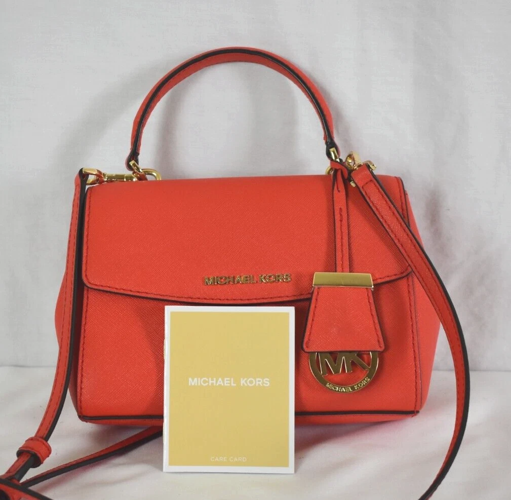 Michael Kors Ava Extra Small Red Green Saffiano Leather Crossbody