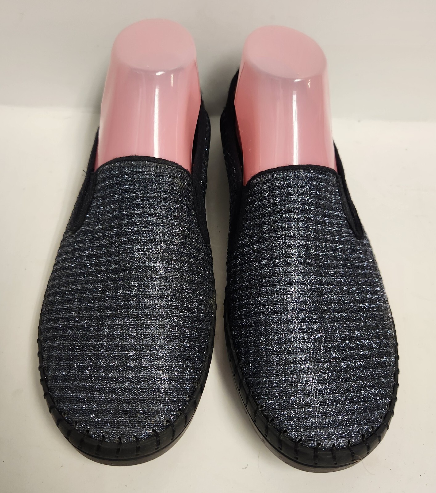 Easy Street Black Glitter Womens 10 Comfort Lightweight Slip On Shoe