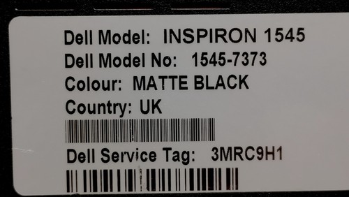 Dell Inspiron 1545 Laptop - Black - Unit Only (1545-7373) PP41L (4661)... - Picture 8 of 10