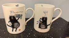 2 x PORTMEIRION Rob Scotton SPLAT  THE CAT MUGS * Bone China * VGC