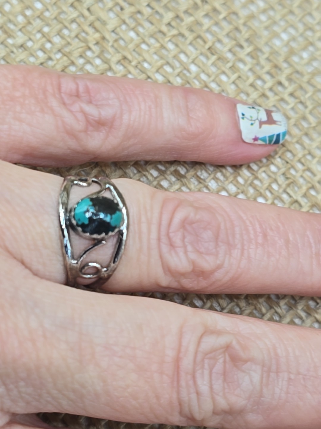 Sterling Silver Bisbee Turquoise Ring Size 6 - image 7