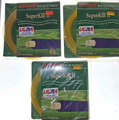 Lot of 3 Ashaway Super Kill II Racketball String 16 Gauge