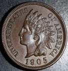 1905 INDIAN HEAD CENT - With LIBERTY & Near 4 DIAMONDS - AU UNC