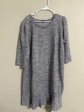 Talbots Puff Shoulder Space Dye Gray Ruffle Hem Dress Size 1X Minimalist Office