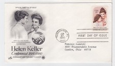 TurtlesTradingPost- Helen Keller - 1980 #1824 - Artcraft PCS Variety Cachet FDC