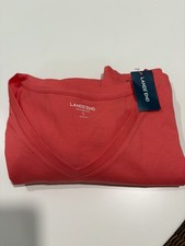 Lands' End Women's Short Sleeve Plus Size Relaxed Fit T Shirt Coral XL 18 NEW