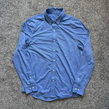 Rhone Men s Large Blue Commuter Dress Shirt Classic Fit Stretch Italian Fabric