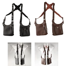Double Shoulder Armpit Bag PU Leather Shoulder Pouch Multipurpose Retro Style