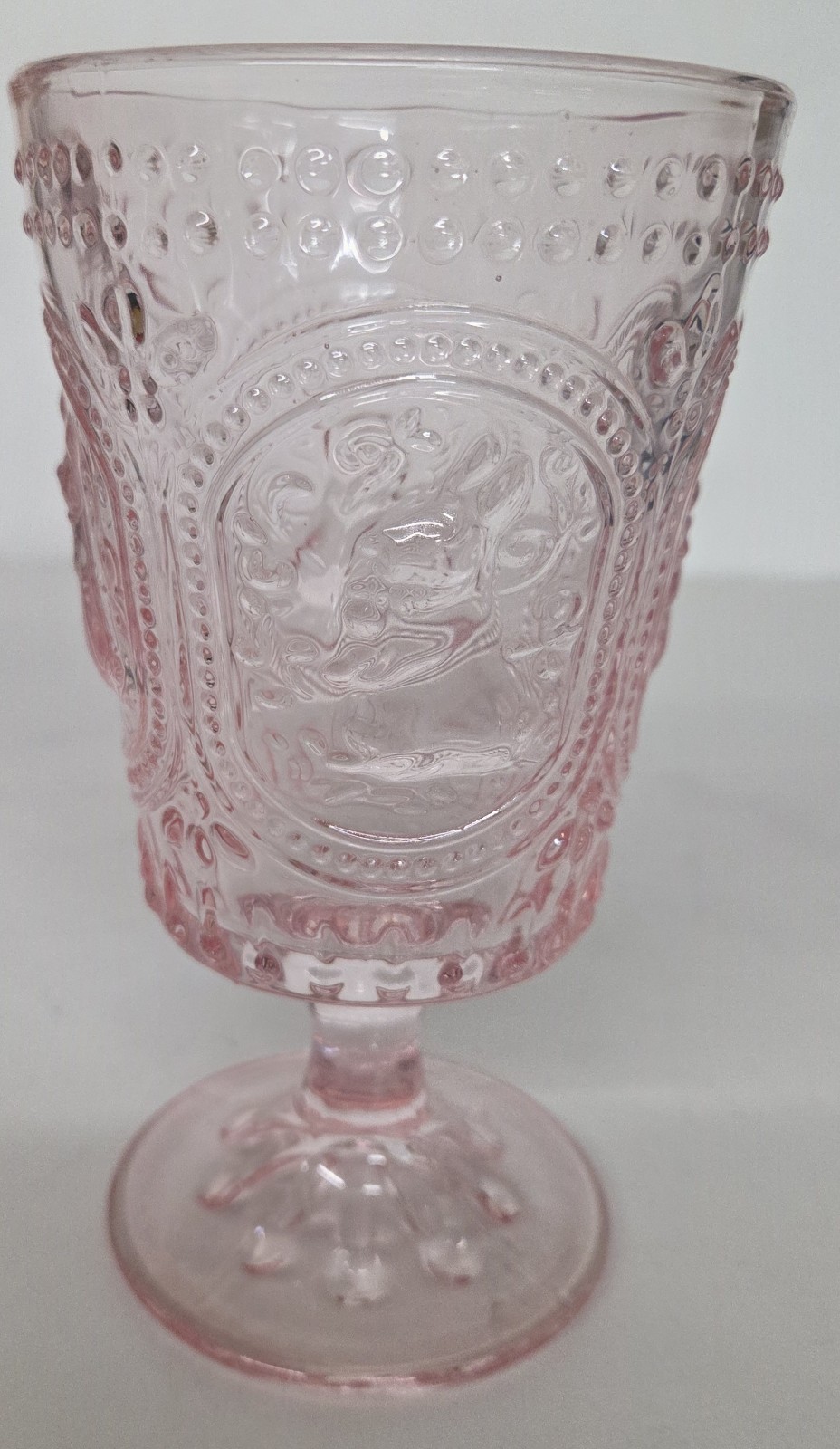 4 Vintage Style Pink Hobnail Table Home Embossed Bunny  Water Goblets Glasses 