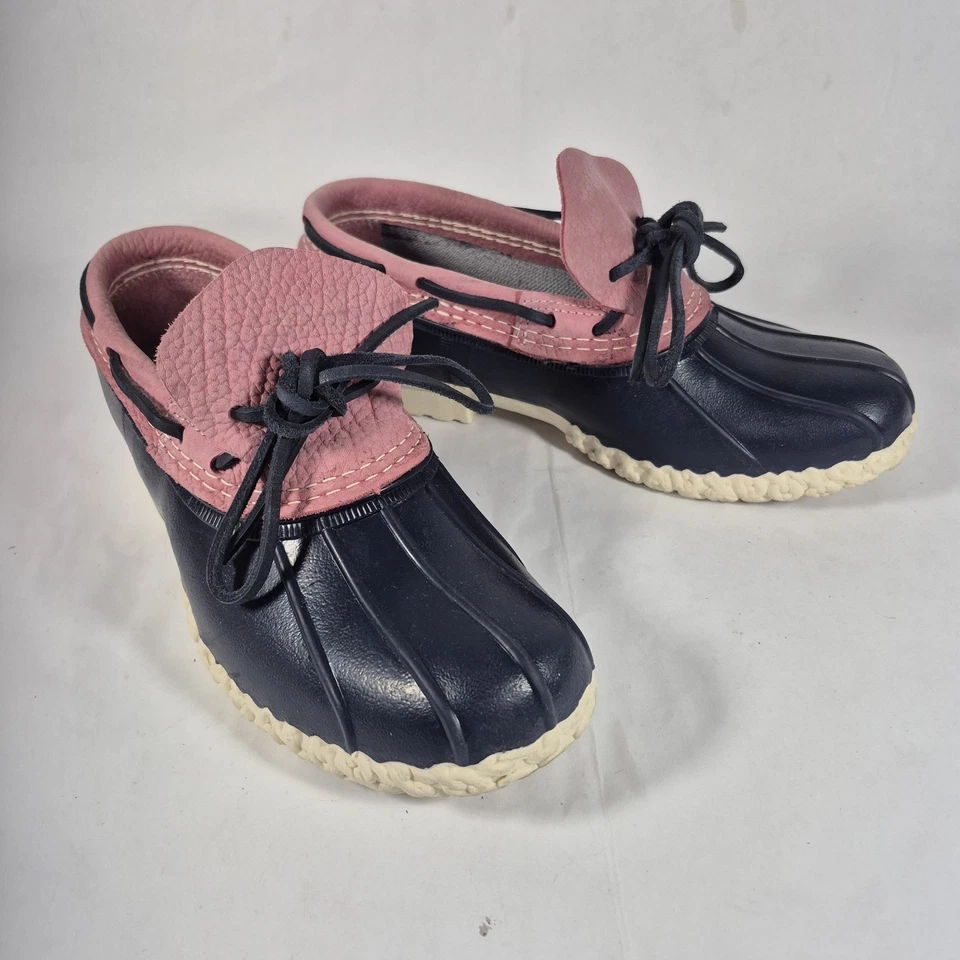 L.L. Bean Women's Boots Rubber Mocs Blue Pink Waterproof 9.5 - Image 4 of 4