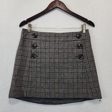 Gap Wool Blend Gray Tartan Plaid Mini Skirt Women's Sz 4 Lined Y2K Retro Preppy
