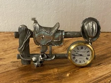 Spoontiques Pewter Miniature Western Desk Clock