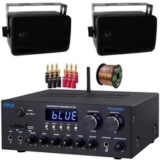 Pyle PDA99BU Bluetooth HDMI Home Receiver, 2x 3.5'' 200W Speakers, Banana Plugs