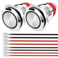 Gebildet 2pcs Momentary Blue LED Waterproof Push Button 12-24VDC/10Amp 16mm S...