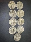 9 Standing Liberty Quarters 90% Silver Circulated, Free Shipping