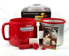 Vintage 80s Red Donvier 1 Qt Hand Crank Ice Cream Maker CIB - Made in Japan