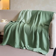 FALUCA Cotton Muslin Cooling Reversible Blanket Twin Size Four Layers Light