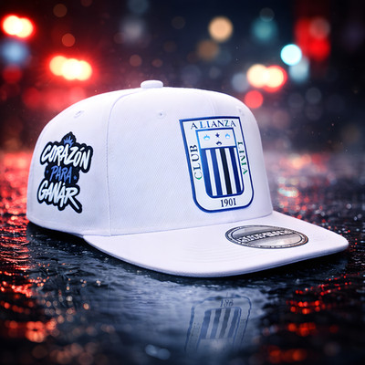 Alianza Lima High-Density 3D Snapback Hat in White with Club Logo